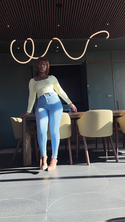 Lace Trim Square Long Sleeve Top