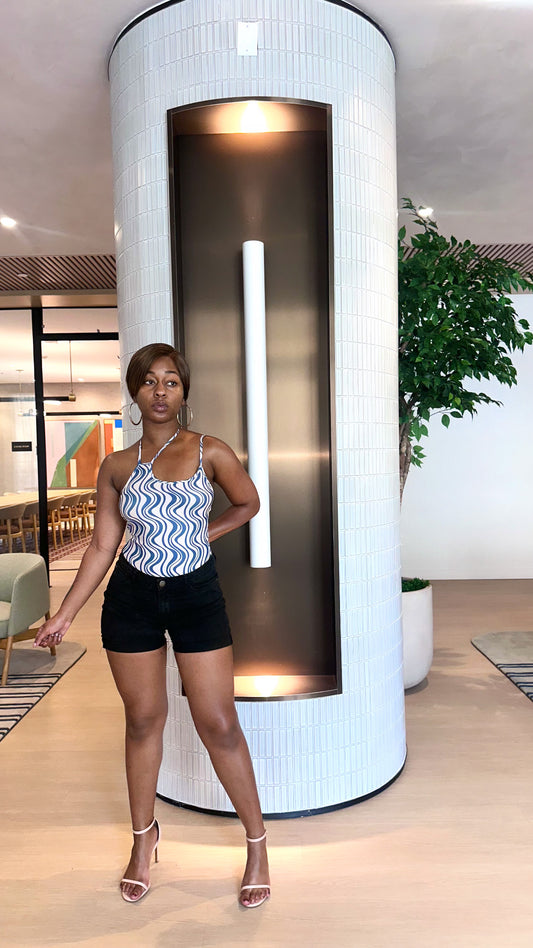 Wave Self-tie Strap Bodysuit