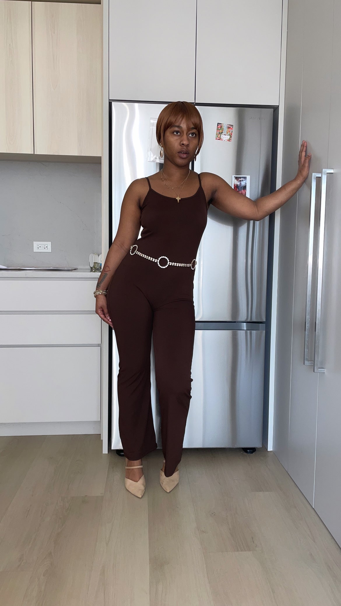 Ribbed sleeveless wide leg jumpsuit