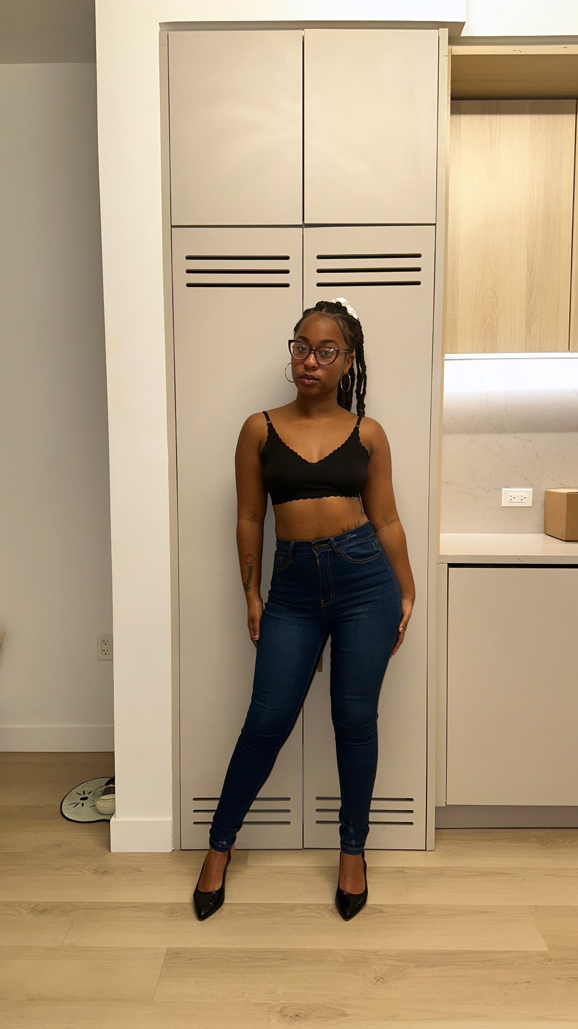 Dark Blue High-waisted With Rips Skinny Denim Jeans