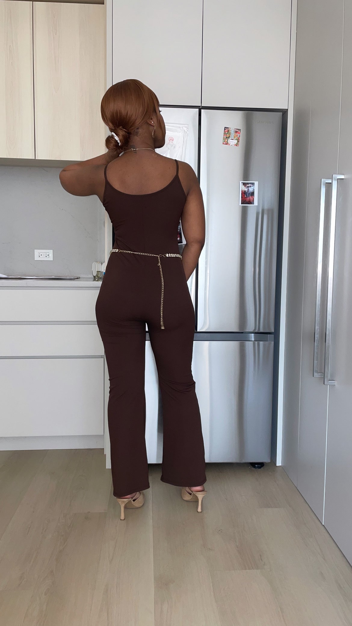 Ribbed sleeveless wide leg jumpsuit