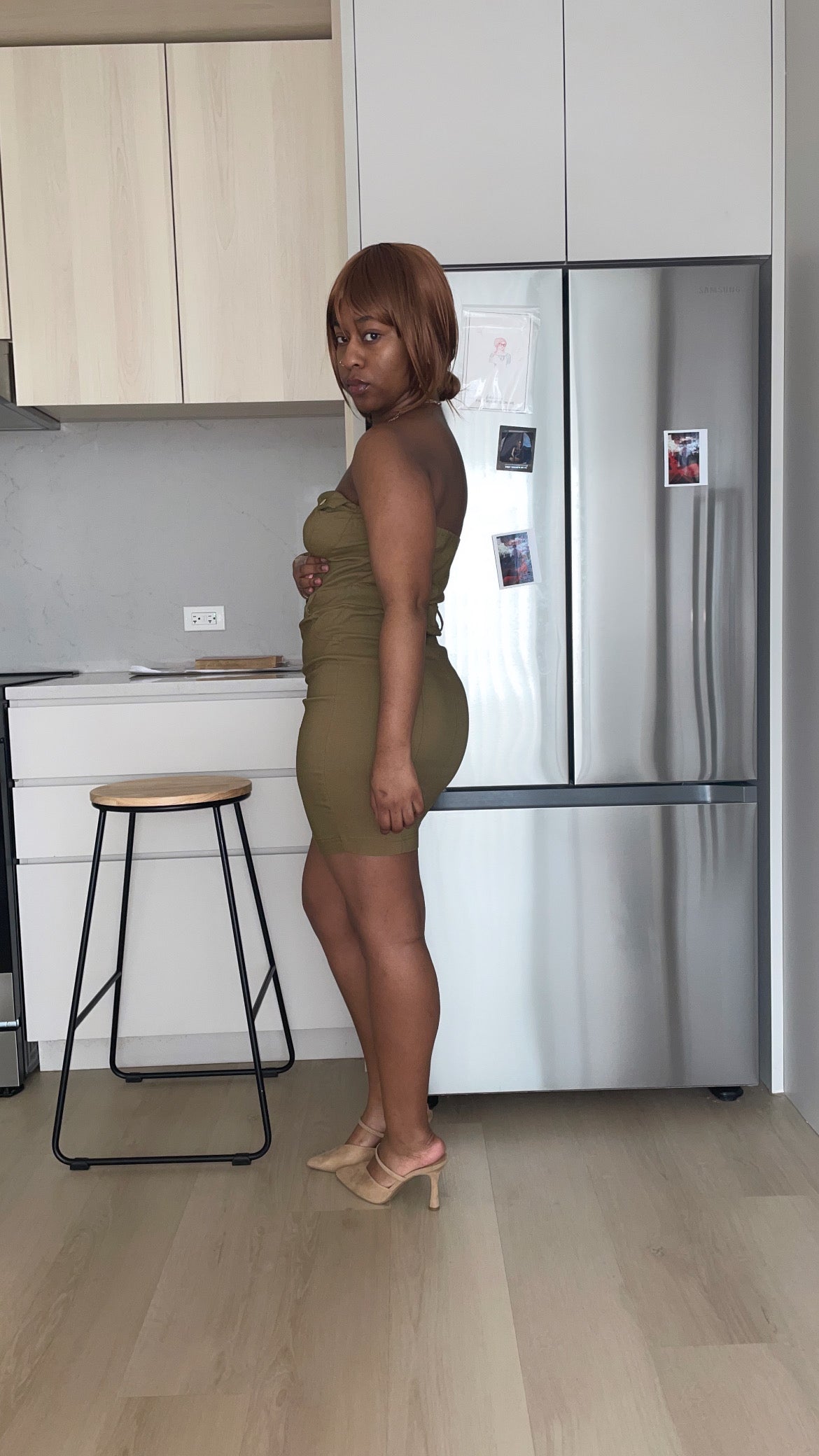 Strapless Button Down Mini Dress