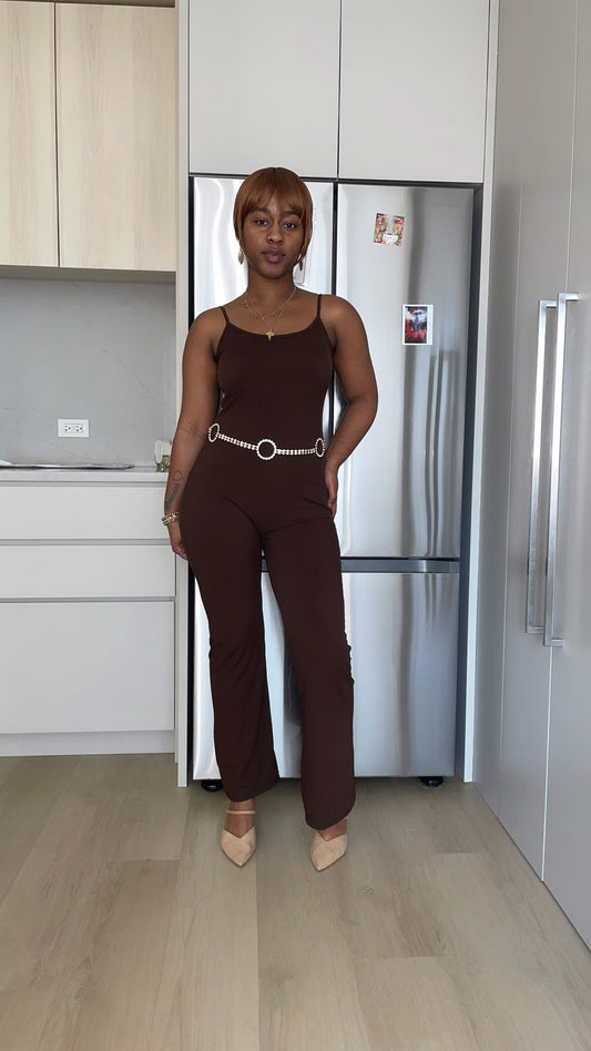 Ribbed sleeveless wide leg jumpsuit