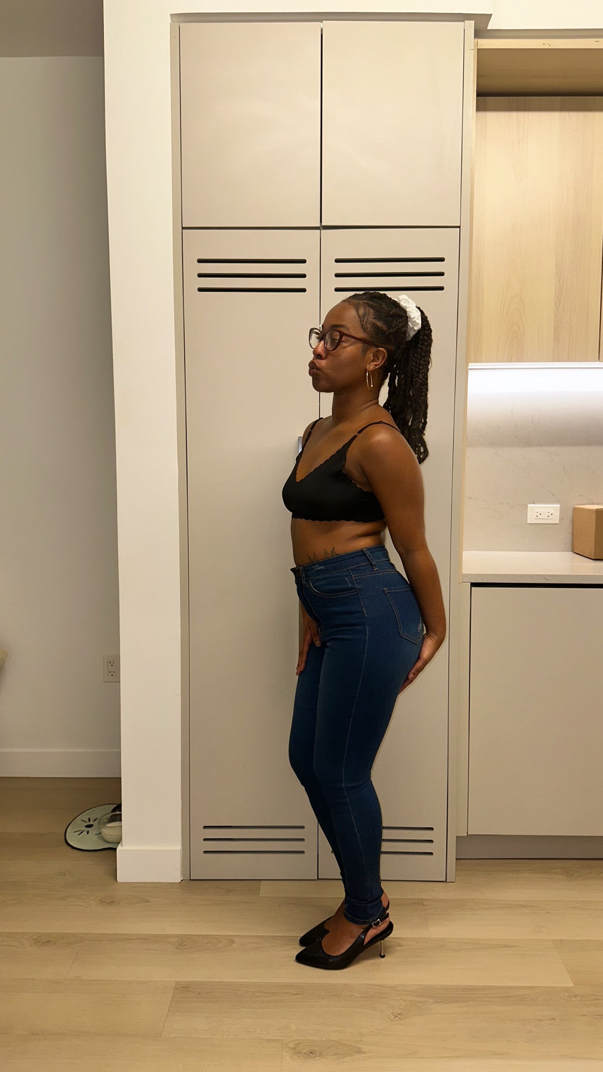 Dark Blue High-waisted With Rips Skinny Denim Jeans