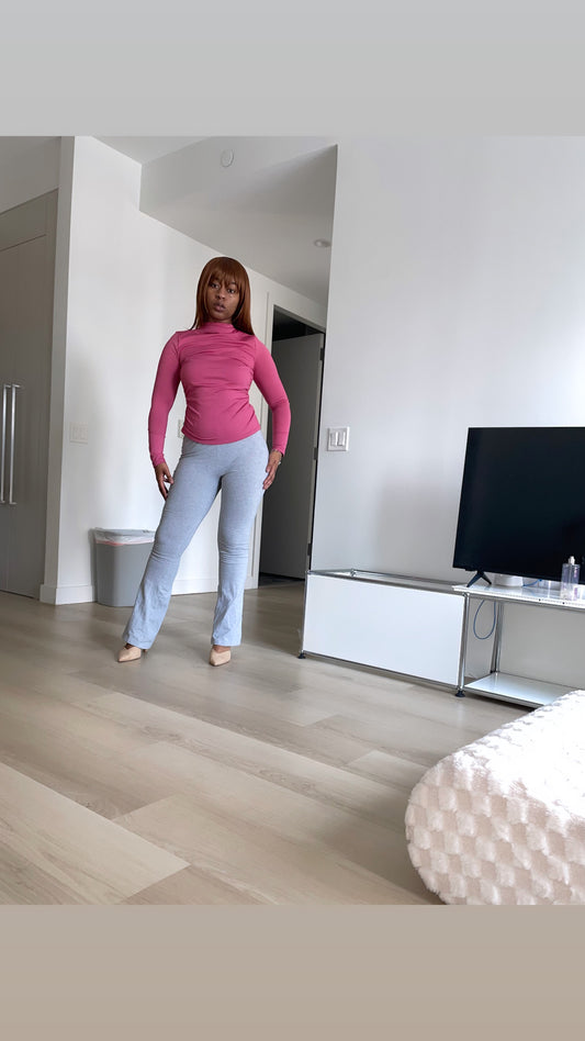 Mock Neck Ruched Solid Top