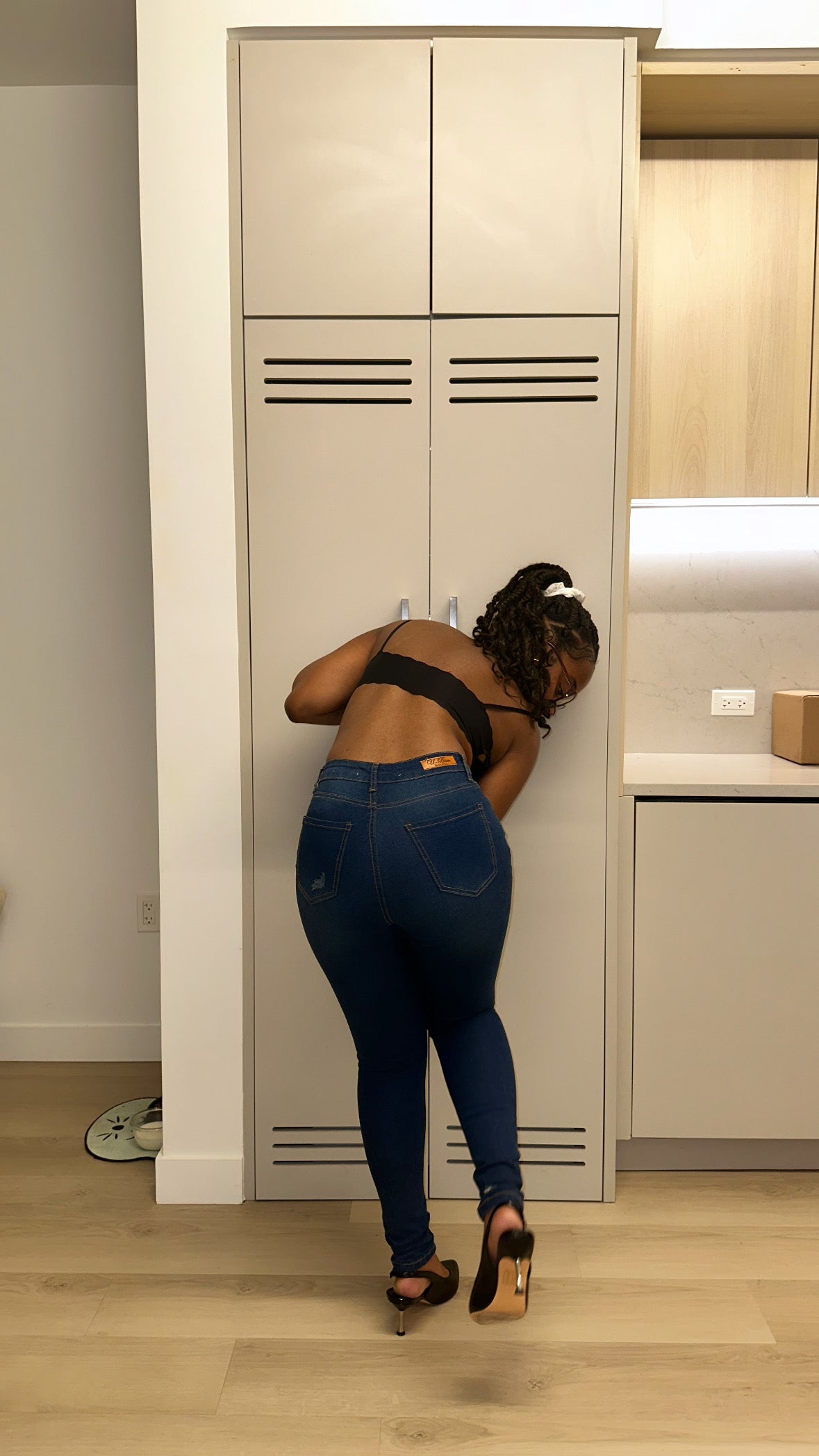 Dark Blue High-waisted With Rips Skinny Denim Jeans