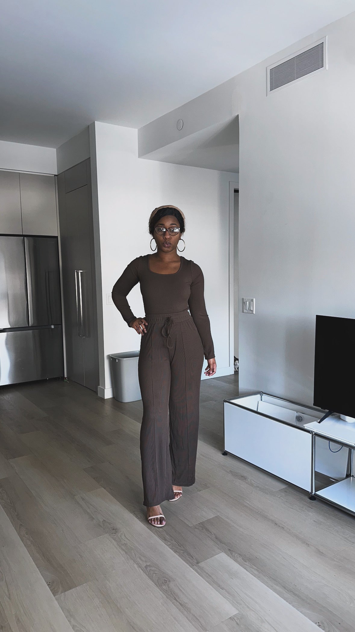 Long Sleeve Ribbed Bodysuit And Pants Set