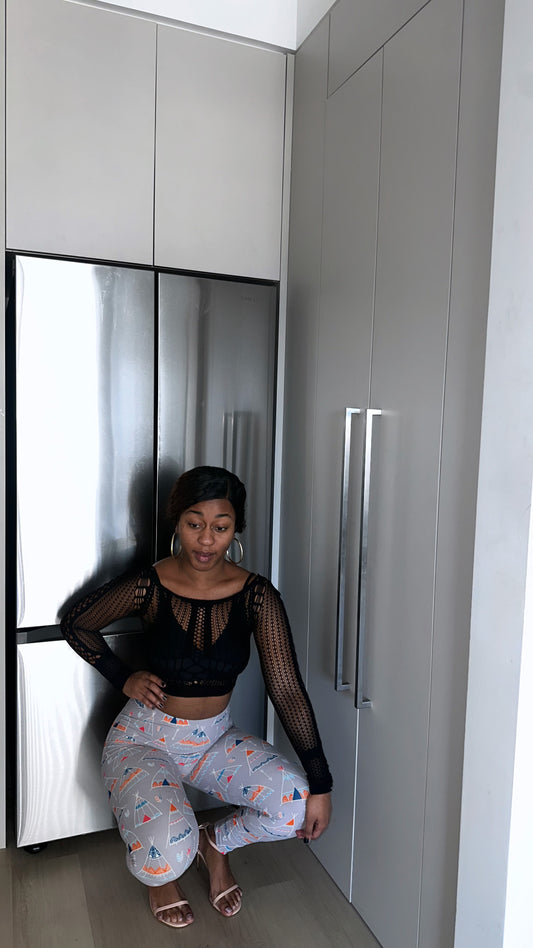 Teepee Print, High Rise, Fitted Leggings, With An Elastic Waistband