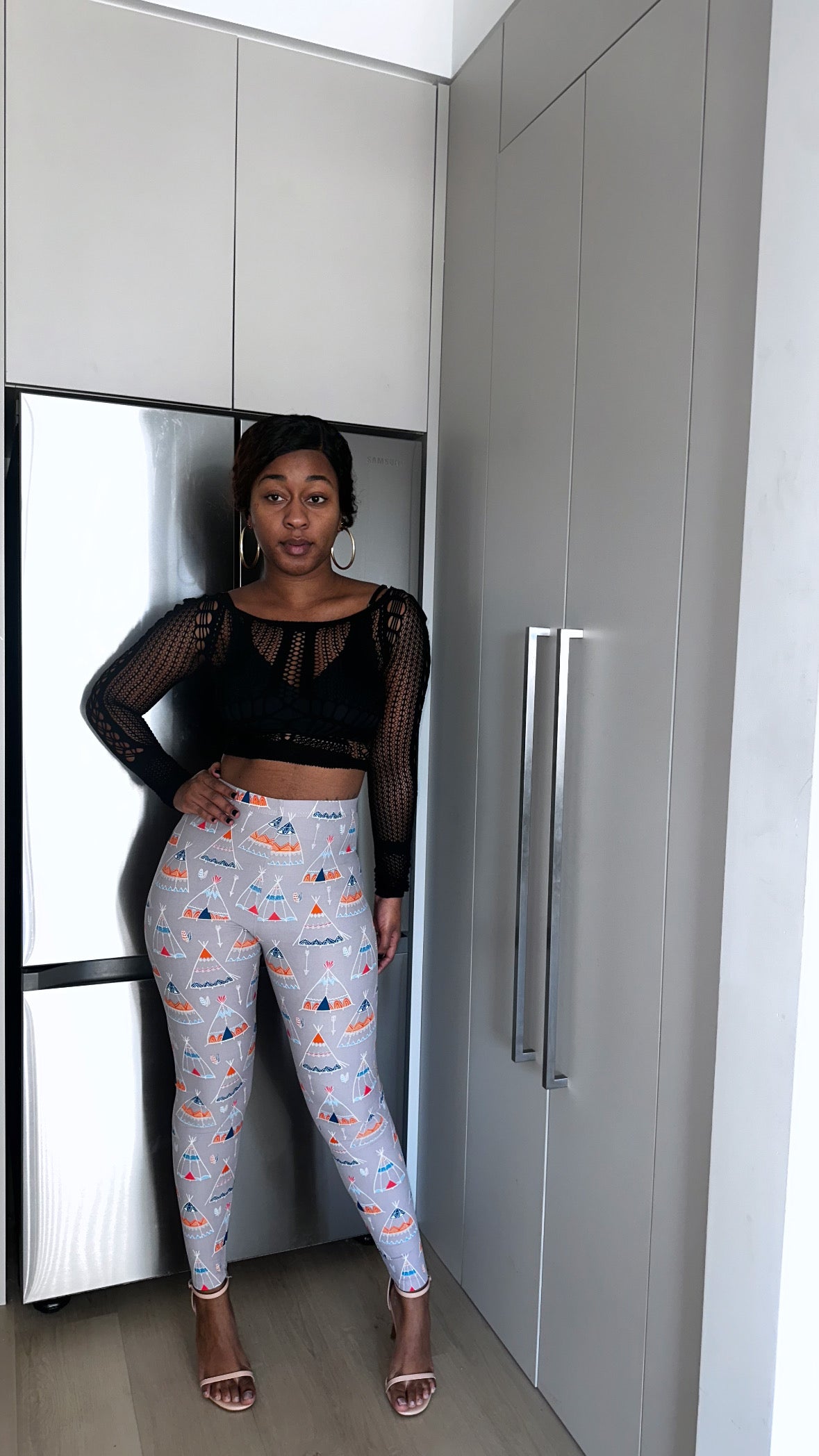 Teepee Print, High Rise, Fitted Leggings, With An Elastic Waistband